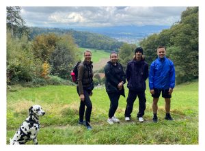 together with company director Brigitta Mettler, Ilija Martic (head of dyeing/textile technology trainer) and of course the Dalmatian dog Eni.